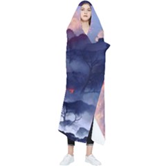 Cherry Blossom Tree On Cliff Digital Wallpaper Cherry Blossom On Cliff Mountain Nature Wearable Blanket by danenraven