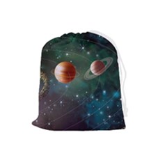 Planet Galaxy Fantasy Drawstring Pouch (large) by danenraven