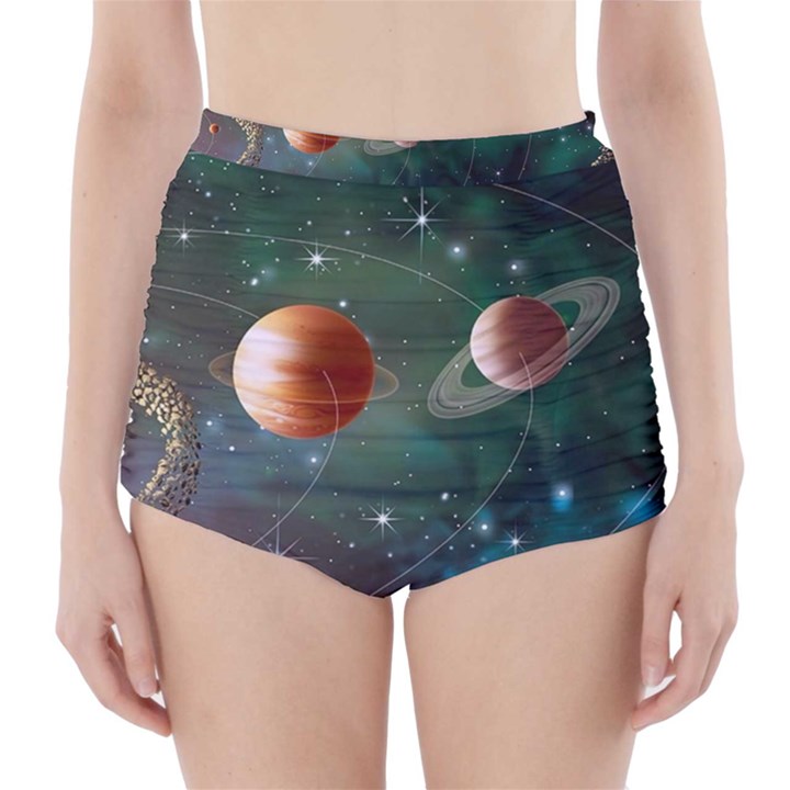 Planet Galaxy Fantasy High-Waisted Bikini Bottoms