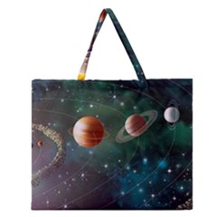 Planet Galaxy Fantasy Zipper Large Tote Bag by danenraven