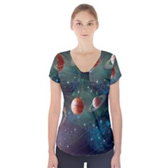 Planet Galaxy Fantasy Short Sleeve Front Detail Top by danenraven