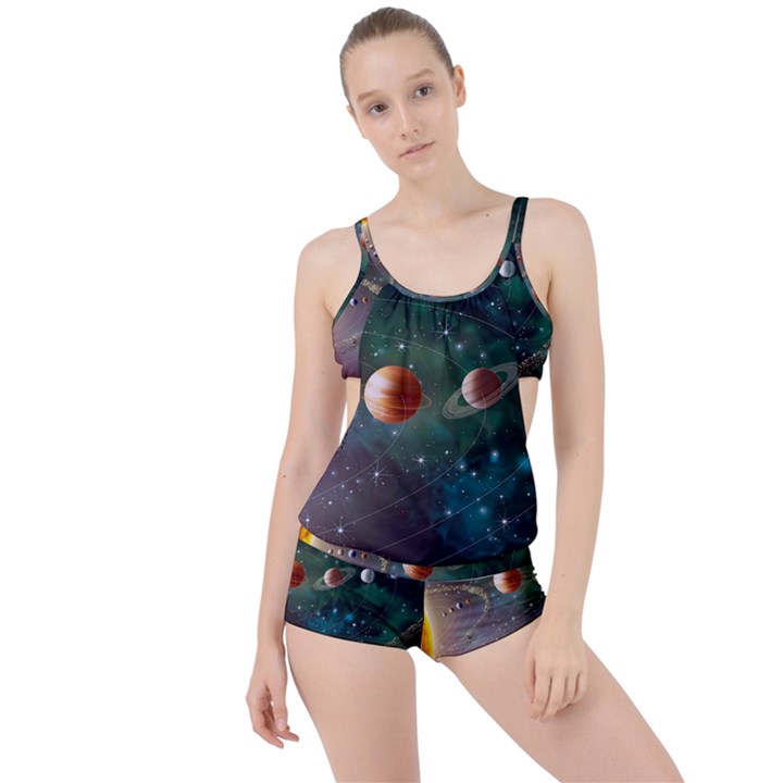 Planet Galaxy Fantasy Boyleg Tankini Set 