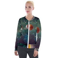 Planet Galaxy Fantasy Velvet Zip Up Jacket by danenraven