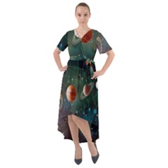 Planet Galaxy Fantasy Front Wrap High Low Dress by danenraven