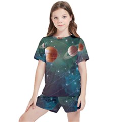 Planet Galaxy Fantasy Kids  Tee And Sports Shorts Set by danenraven