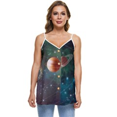 Planet Galaxy Fantasy Casual Spaghetti Strap Chiffon Top by danenraven