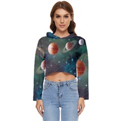 Planet Galaxy Fantasy Women s Lightweight Cropped Hoodie by danenraven