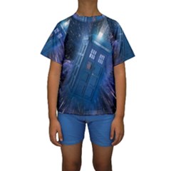 Doctor Who Tardis Kids  Short Sleeve Swimwear by danenraven