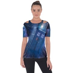 Doctor Who Tardis Shoulder Cut Out Short Sleeve Top by danenraven