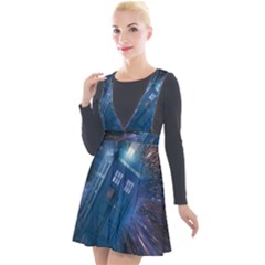 Doctor Who Tardis Plunge Pinafore Velour Dress by danenraven