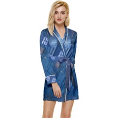 Doctor Who Tardis Long Sleeve Satin Robe by danenraven