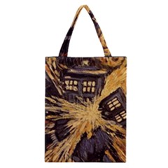 Brown And Black Abstract Painting Doctor Who Tardis Vincent Van Gogh Classic Tote Bag by danenraven