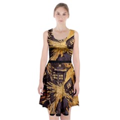 Brown And Black Abstract Painting Doctor Who Tardis Vincent Van Gogh Racerback Midi Dress by danenraven