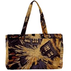 Brown And Black Abstract Painting Doctor Who Tardis Vincent Van Gogh Canvas Work Bag by danenraven