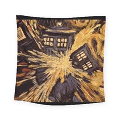 Brown And Black Abstract Painting Doctor Who Tardis Vincent Van Gogh Square Tapestry (small) by danenraven