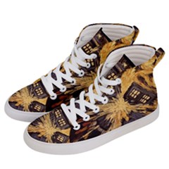 Brown And Black Abstract Painting Doctor Who Tardis Vincent Van Gogh Women s Hi-top Skate Sneakers by danenraven