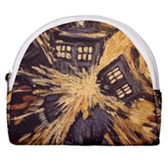 Brown And Black Abstract Painting Doctor Who Tardis Vincent Van Gogh Horseshoe Style Canvas Pouch by danenraven