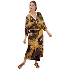 Brown And Black Abstract Painting Doctor Who Tardis Vincent Van Gogh Grecian Style  Maxi Dress by danenraven