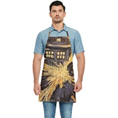 Brown And Black Abstract Painting Doctor Who Tardis Vincent Van Gogh Kitchen Apron by danenraven