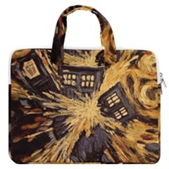 Brown And Black Abstract Painting Doctor Who Tardis Vincent Van Gogh Macbook Pro 16  Double Pocket Laptop Bag  by danenraven