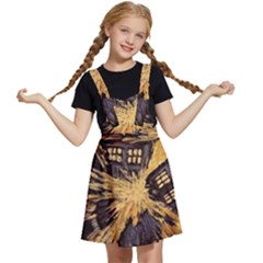 Brown And Black Abstract Painting Doctor Who Tardis Vincent Van Gogh Kids  Apron Dress by danenraven