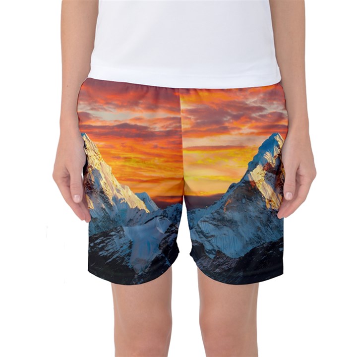 Himalaya Mountains Landscape  Nature Women s Basketball Shorts