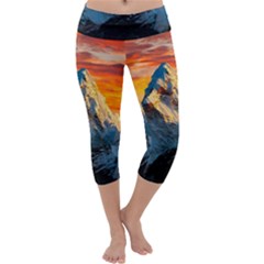 Himalaya Mountains Landscape  Nature Capri Yoga Leggings by danenraven