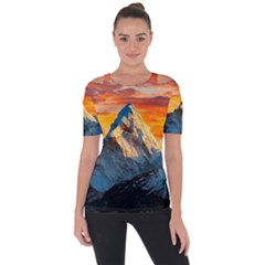 Himalaya Mountains Landscape  Nature Shoulder Cut Out Short Sleeve Top by danenraven