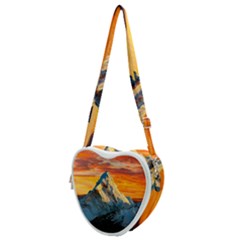 Himalaya Mountains Landscape  Nature Heart Shoulder Bag by danenraven