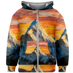 Himalaya Mountains Landscape  Nature Kids  Zipper Hoodie Without Drawstring by danenraven