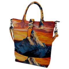 Himalaya Mountains Landscape  Nature Buckle Top Tote Bag by danenraven