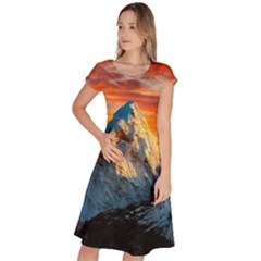 Himalaya Mountains Landscape  Nature Classic Short Sleeve Dress by danenraven