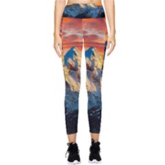 Himalaya Mountains Landscape  Nature Pocket Leggings  by danenraven