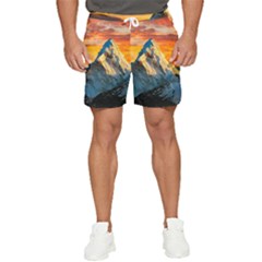 Himalaya Mountains Landscape  Nature Men s Runner Shorts by danenraven