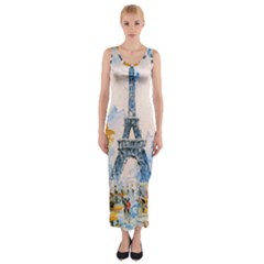 Eiffel Tower Landmark Architecture  Artistic Fitted Maxi Dress by danenraven