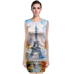 Eiffel Tower Landmark Architecture  Artistic Classic Sleeveless Midi Dress by danenraven