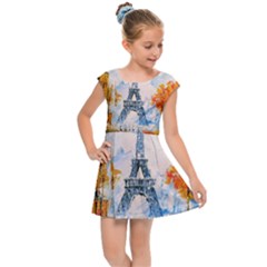 Eiffel Tower Landmark Architecture  Artistic Kids  Cap Sleeve Dress by danenraven