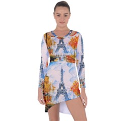 Eiffel Tower Landmark Architecture  Artistic Asymmetric Cut-out Shift Dress by danenraven