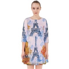 Eiffel Tower Landmark Architecture  Artistic Smock Dress by danenraven