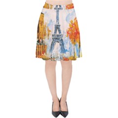 Eiffel Tower Landmark Architecture  Artistic Velvet High Waist Skirt by danenraven