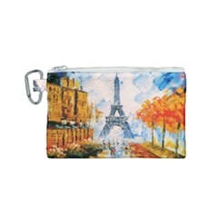 Eiffel Tower Landmark Architecture  Artistic Canvas Cosmetic Bag (small) by danenraven