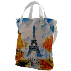 Eiffel Tower Landmark Architecture  Artistic Canvas Messenger Bag by danenraven