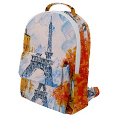 Eiffel Tower Landmark Architecture  Artistic Flap Pocket Backpack (small) by danenraven