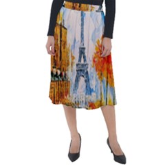 Eiffel Tower Landmark Architecture  Artistic Classic Velour Midi Skirt  by danenraven