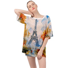 Eiffel Tower Landmark Architecture  Artistic Oversized Chiffon Top by danenraven