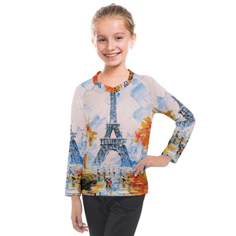 Eiffel Tower Landmark Architecture  Artistic Kids  Long Mesh Tee by danenraven