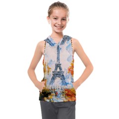 Eiffel Tower Landmark Architecture  Artistic Kids  Sleeveless Hoodie by danenraven