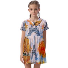 Eiffel Tower Landmark Architecture  Artistic Kids  Asymmetric Collar Dress