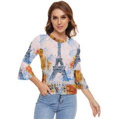 Eiffel Tower Landmark Architecture  Artistic Bell Sleeve Top