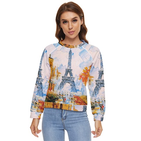 Eiffel Tower Landmark Architecture  Artistic Women s Long Sleeve Raglan Tee by danenraven